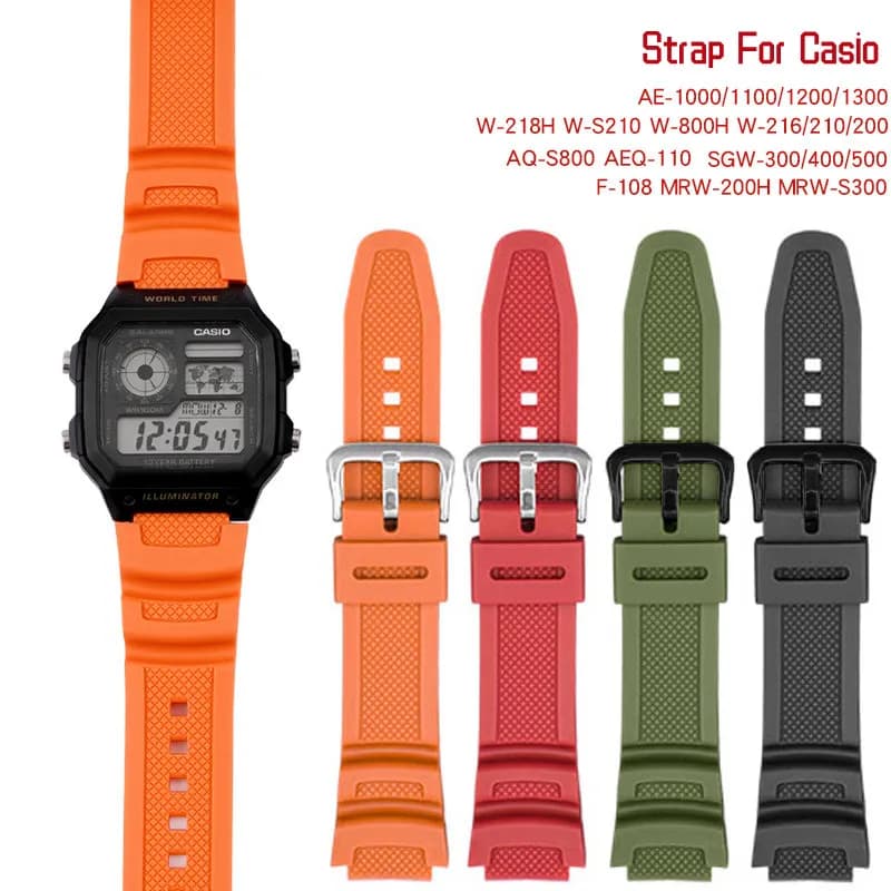 18mm watch strap for Casio G-Shock AE-1000W 1200 1300 AQ-S810W SGW-400H W-735H men's silicone rubber strap