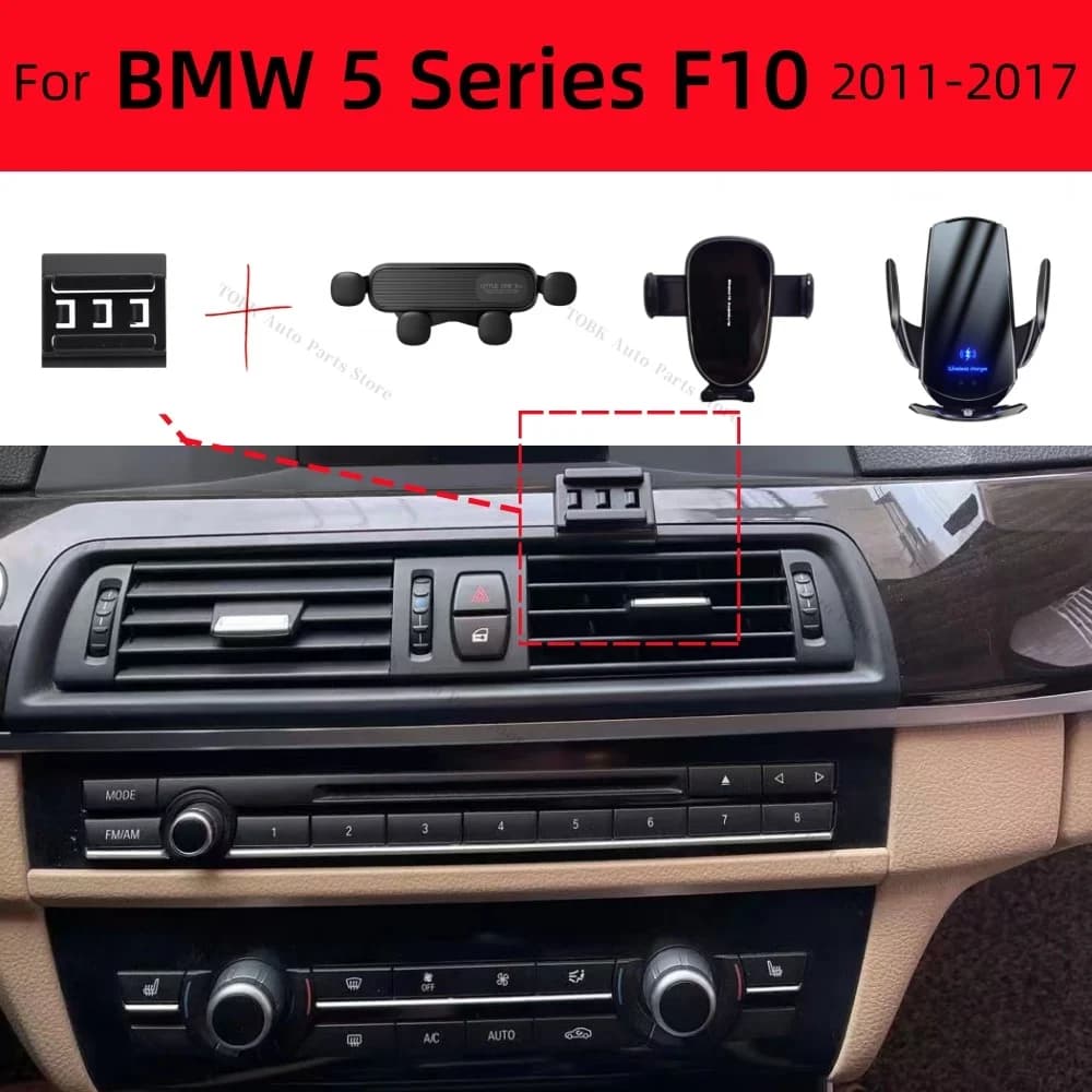 Supporto per telefono per auto Forte base speciale per staffa fissa per BMW Serie 5 F10 528i 2011-2017 15W Accessori per auto di ricarica wireless