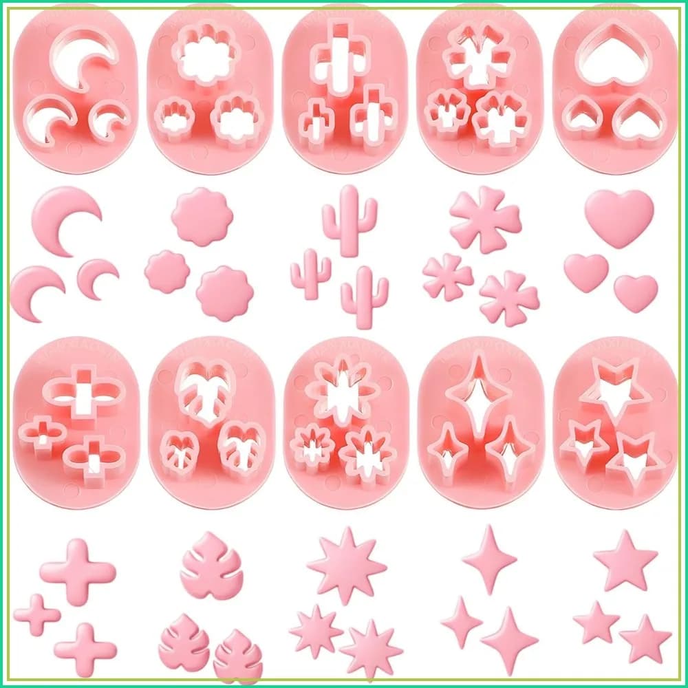 10 Pcs Polymer Clay Cutters, Flower Petal Earrings Making, 10 Shapes Floral Leaf Heart Moon Molds, DIY Jewelry Tools
