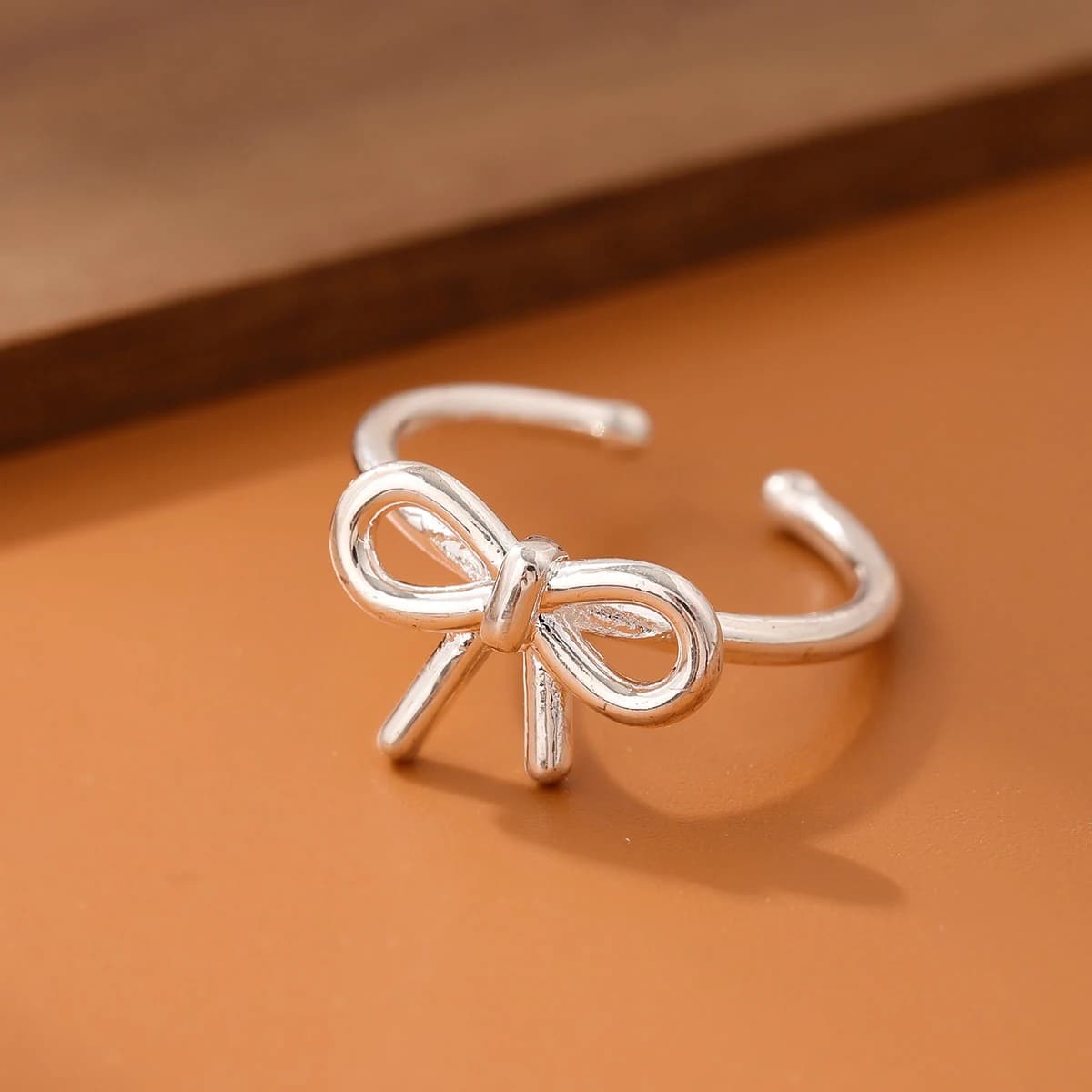 New Simple Element 925 Sterling Silver Jewelry Bow Female Wholesale Hot Popular Beautiful Opening Rings R205