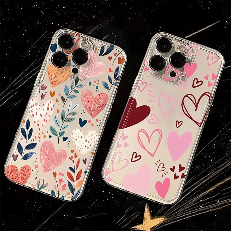 Silicone Love Heart Leaves Eye Moon Phone Case For iPhone 17 16 13 12 11 15 14 Pro Max 16E 17E 8 15 16 14 Plus Air XS XR Cover