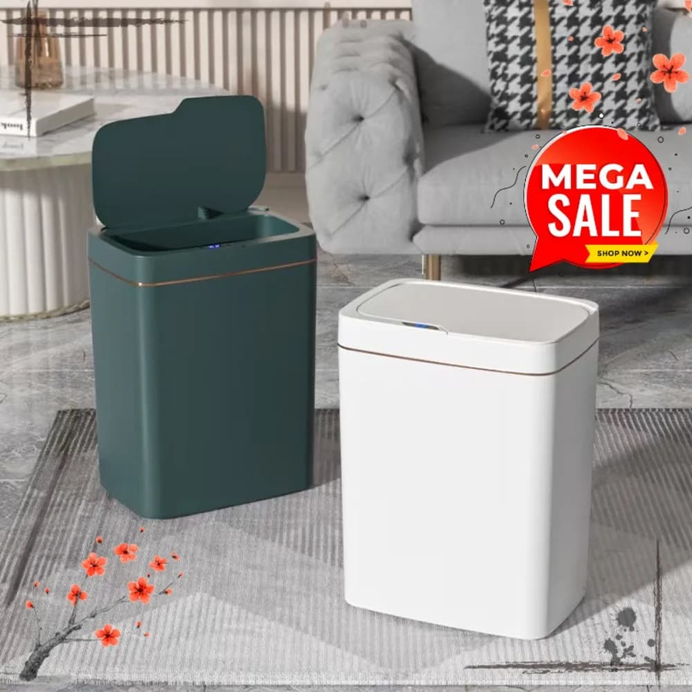 15L Smart Household Trash Can Touchless Bathroom Sensor Trash Can Slim Design Saves Space Lightweight Trash Bin