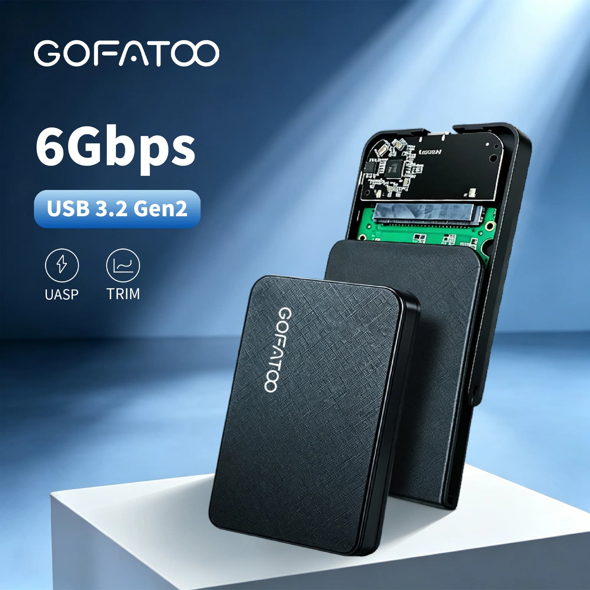GOFATOO SSD Case 2.5'' SATA to USB 3.0 Hard Drive Enclosure for 2.5 Inch SSD Disk Box 6TB Storage Case External SSD Enclosure
