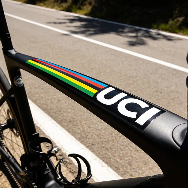 9 Pieces/Set UCI Rainbow Striped Bike Sticker, Waterproof Vinyl Sticker for Bike Helmet Frame Trim