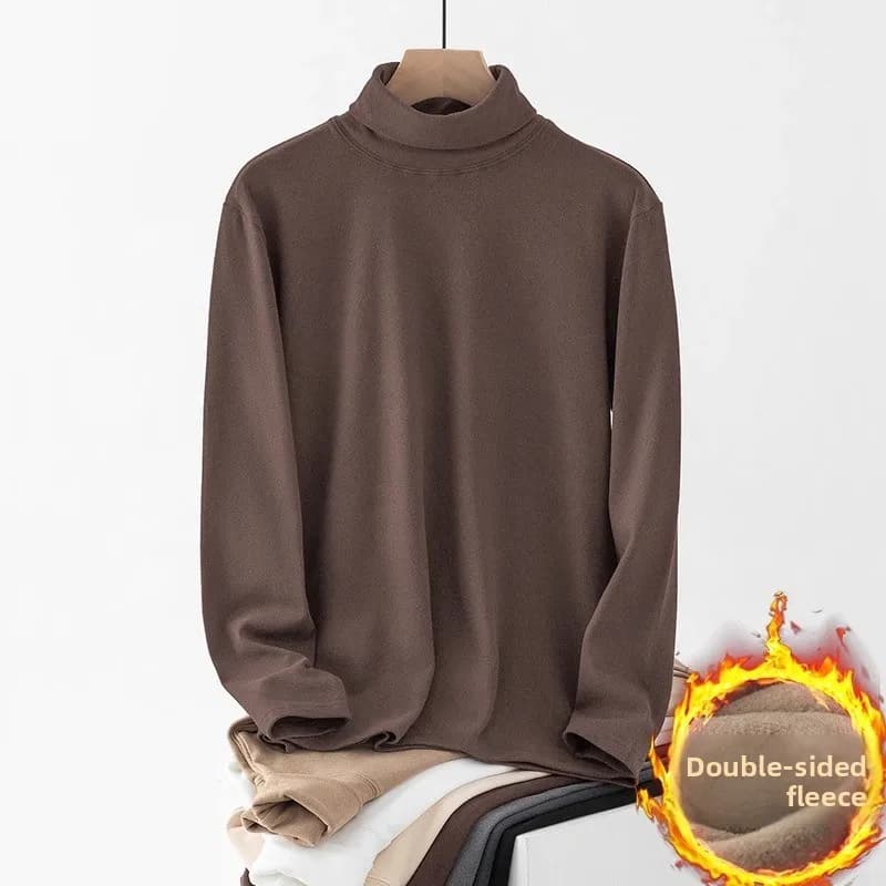 Intimo Termico a Maniche Lunghe con Collo Alto per Uomo, Abbigliamento Casual Foderato in Pile Anti-Pilling per l'Inverno