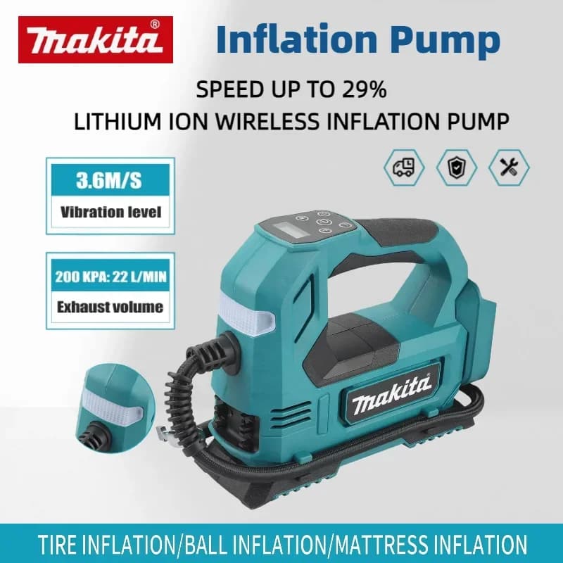 Makita DYS59 Gonfiatore automatico a batteria Pompa di aria elettrica Compressore d'aria portatile per pneumatici per auto per batteria Makita 18V (senza batteria)