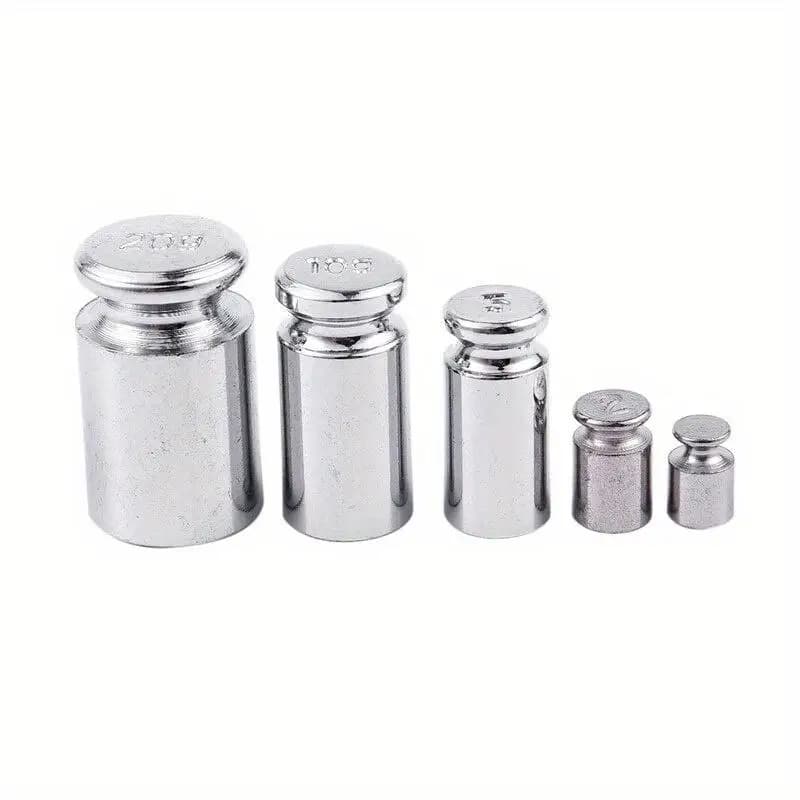 5Pcs Set Weight 1g 2g 5g 10g 20g Chrome Plating Calibration Gram Scale Weight Set for Digital Scale Balance Silvery White