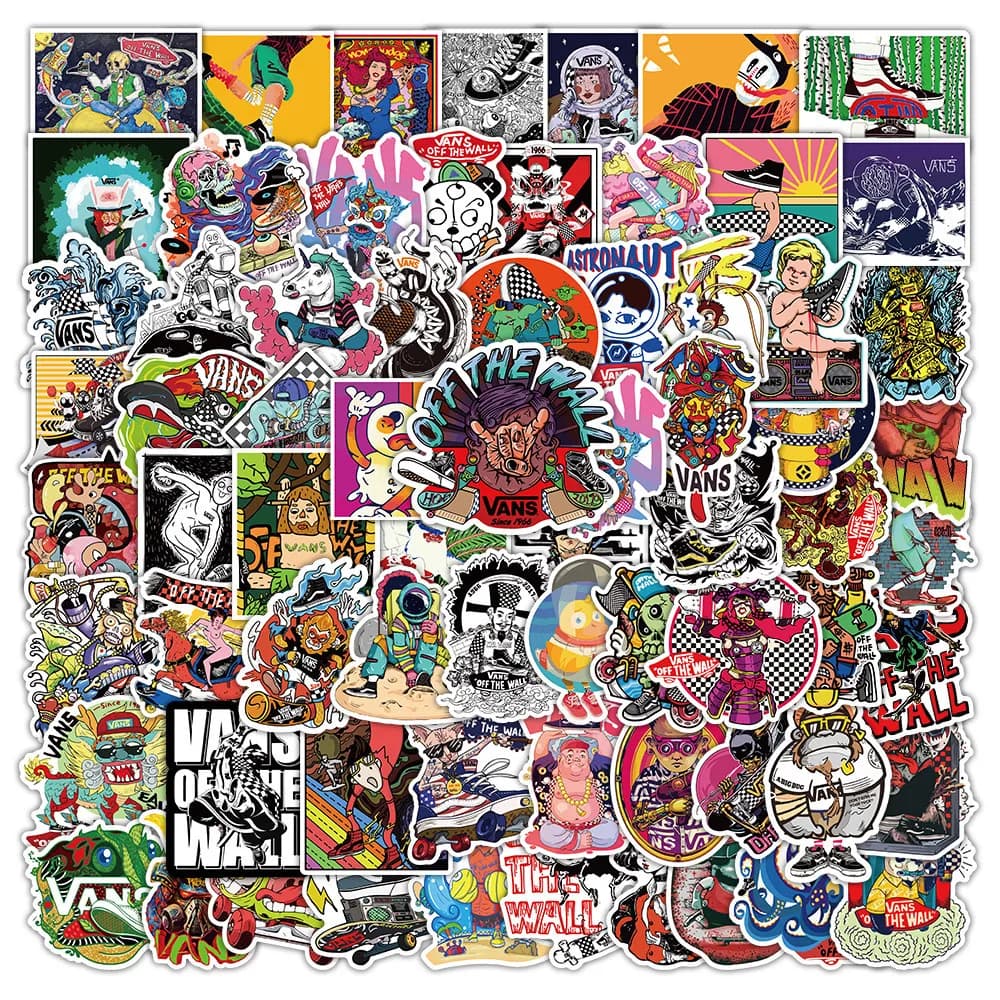 50/100 pieces of waterproof graffiti stickers for fashion branded vans - decals for helmet, bicycle, handmade account (LanLanStickersWorld Store)