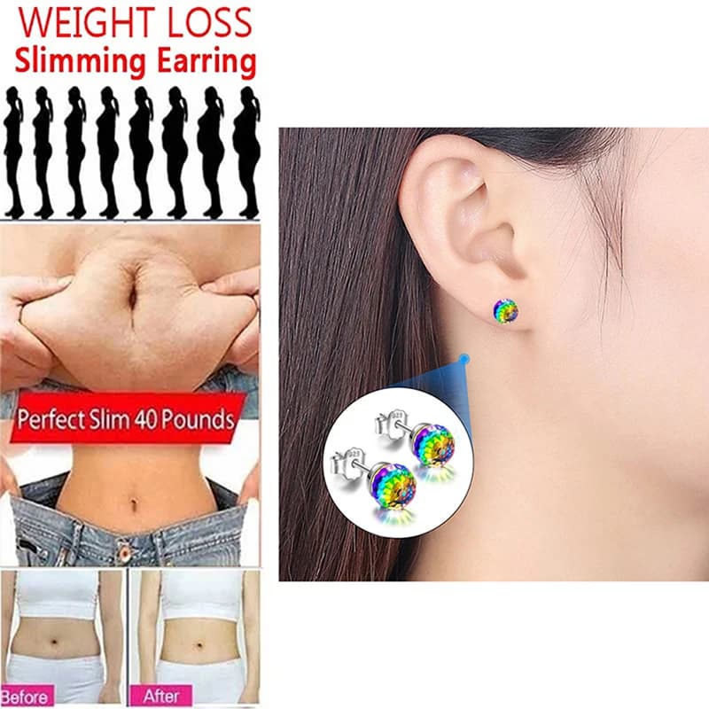 1Pair 6/8mm Magnetic Slimming Earrings Colorful Lose Weight Body Massage Slim Ear Studs Patch Health Jewelry Girls Gift