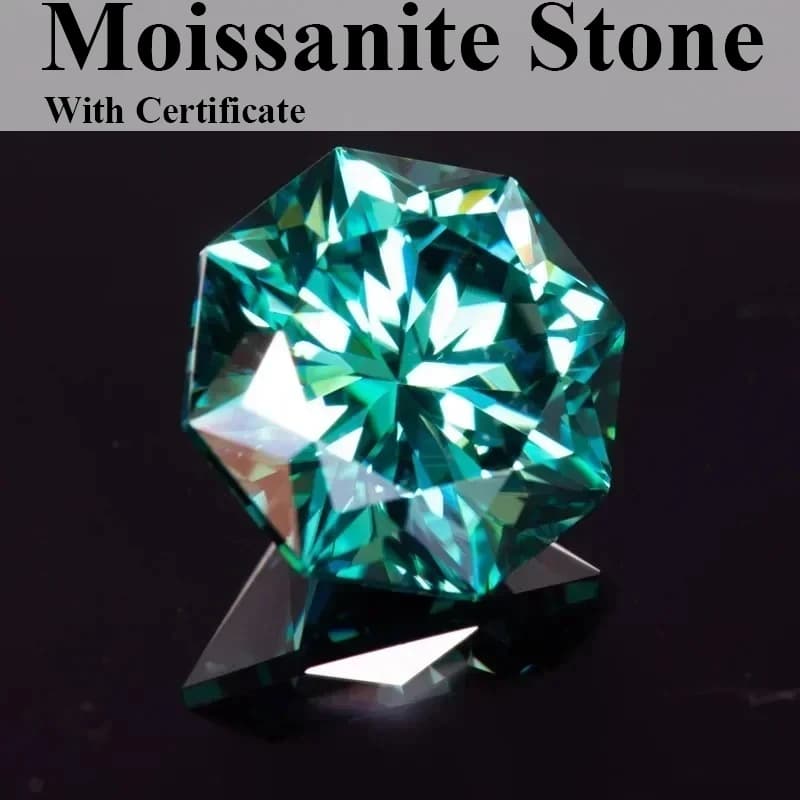 Top Pietre Moissanite Ottagono 8 Frecce Forma Verde Smeraldo Colore Naturale Pietre Preziose Coltivate in Laboratorio per la Creazione di Gioielli con Certificato