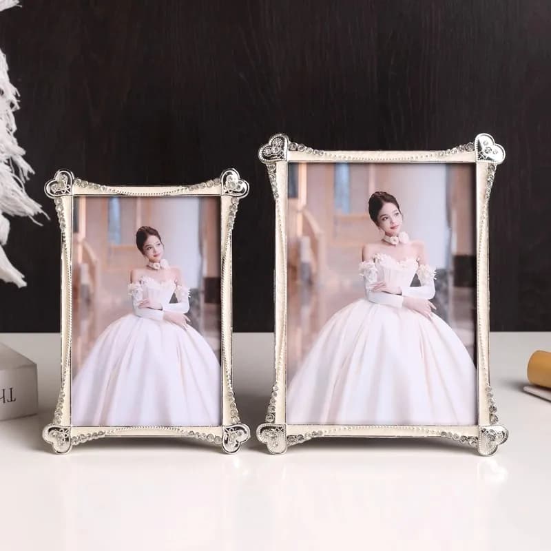 Fashion 6/ 7/10 inches silver white Metal Picture Frames photocards holder metal frame for photo for home decoration