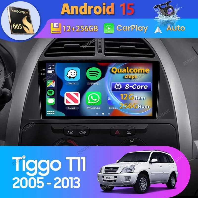 Android 15 Autoradio Per Chery Tiggo T11 1 2005 2006 - 2013 Carplay Auto GPS WIFI + 4G Video Senza Fili di Navigazione Lettore Stereo DVD