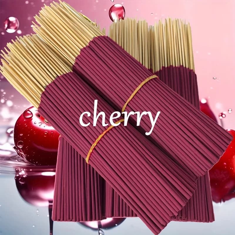 Cherry Scented Aromatherapy Sticks - 22.0cm Long Bamboo Incense Sticks, Long-Lasting Fragrance, Air Purification and Relaxation, 45-Minute Burning Time, Wood-Like Summer Scent, Suitable for Home, Camping, Garden, Pool,