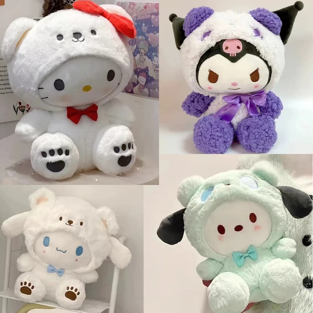 = New Kawaii 25 cm Sanrio Plush Jade Cane Kuromi Dressing Doll Doll Plush Plush Patung Dolls Birthday Gift