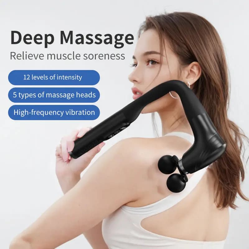 Double-ended Fascia Gun Lengthened Back Beating Artifact Electric Adjustment Massage Fitness Gun Massager High Battery Life