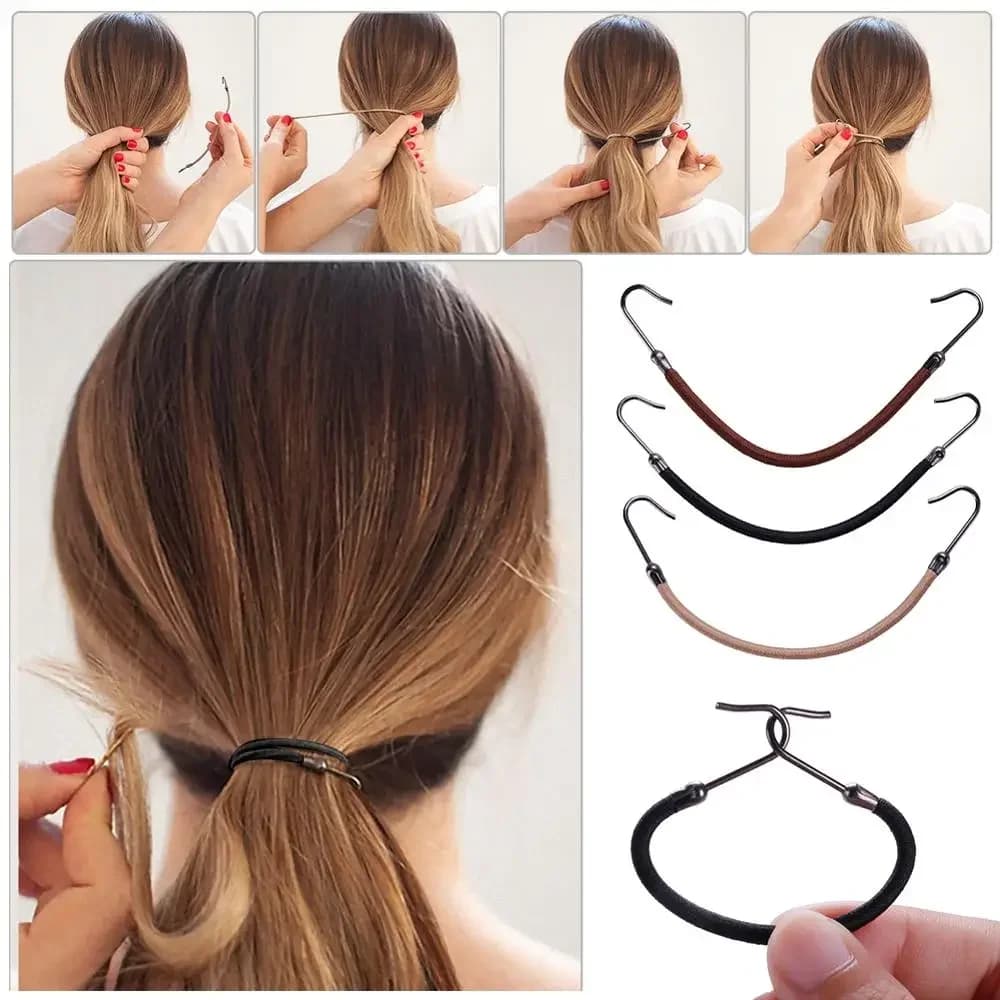 1/5/10pcs nuove clip elastiche archi accessori per capelli fasce per ragazze gomma con gancio supporto coda di cavallo elastico capelli capelli spessi copricapo/