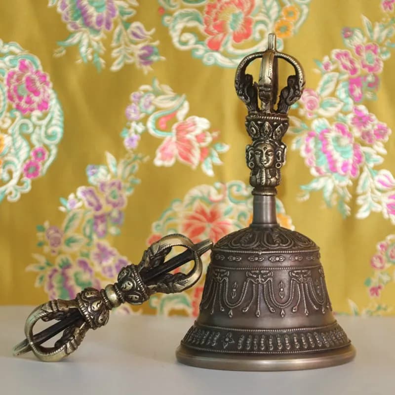 Meditation Brass Bell Tibet Buddhism Bronze Tibetan Exorcism Dorje Vajra Phurpa Bell Statue Nepal Dharma Pestle Sound Crisp