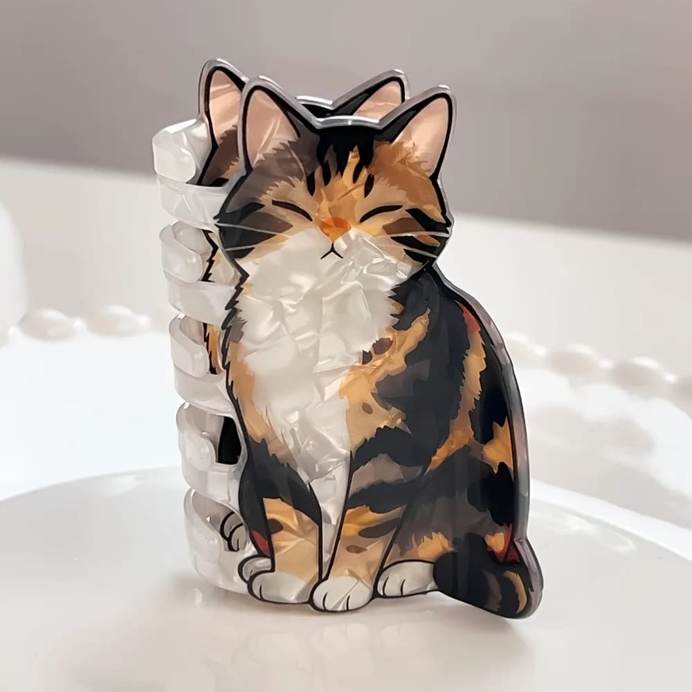 1 fermaglio per capelli versatile a forma di gatto, accessorio per capelli in stile carino, facile da indossare, uso quotidiano, festival, amanti dei gatti.