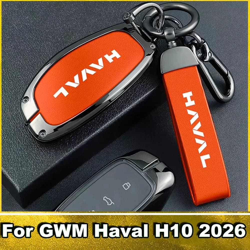 For GWM Haval H10 2026 Key Fob Cover Zinc Alloy Leather Texture Smart Remote Key Case NFC Card Key Protector Shell With Keychain