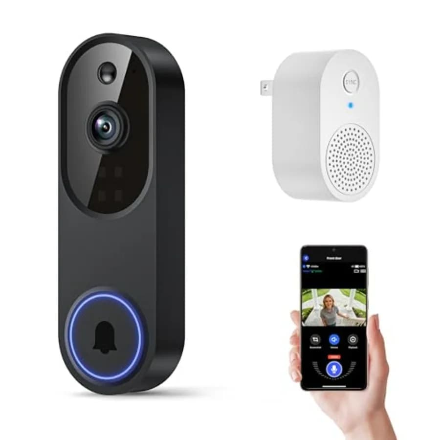 1080p Wireless Wi-Fi Video Doorbell Camera with Two Way Audio, Night Vision, Cloud Storage, Smart AI Motion Detection, Support