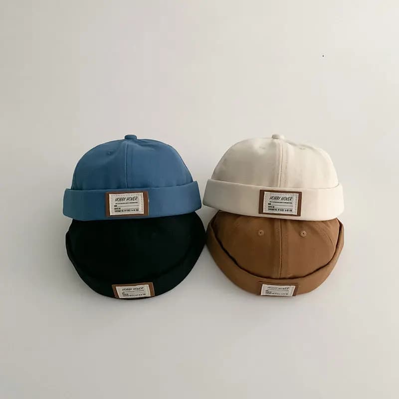 Retro Kids Dome cappello senza tesa bambini coreani berretto al melone ragazzi ragazze Hip Hop Docker Caps tinta unita cappelli del padrone di casa Beanie perizoma