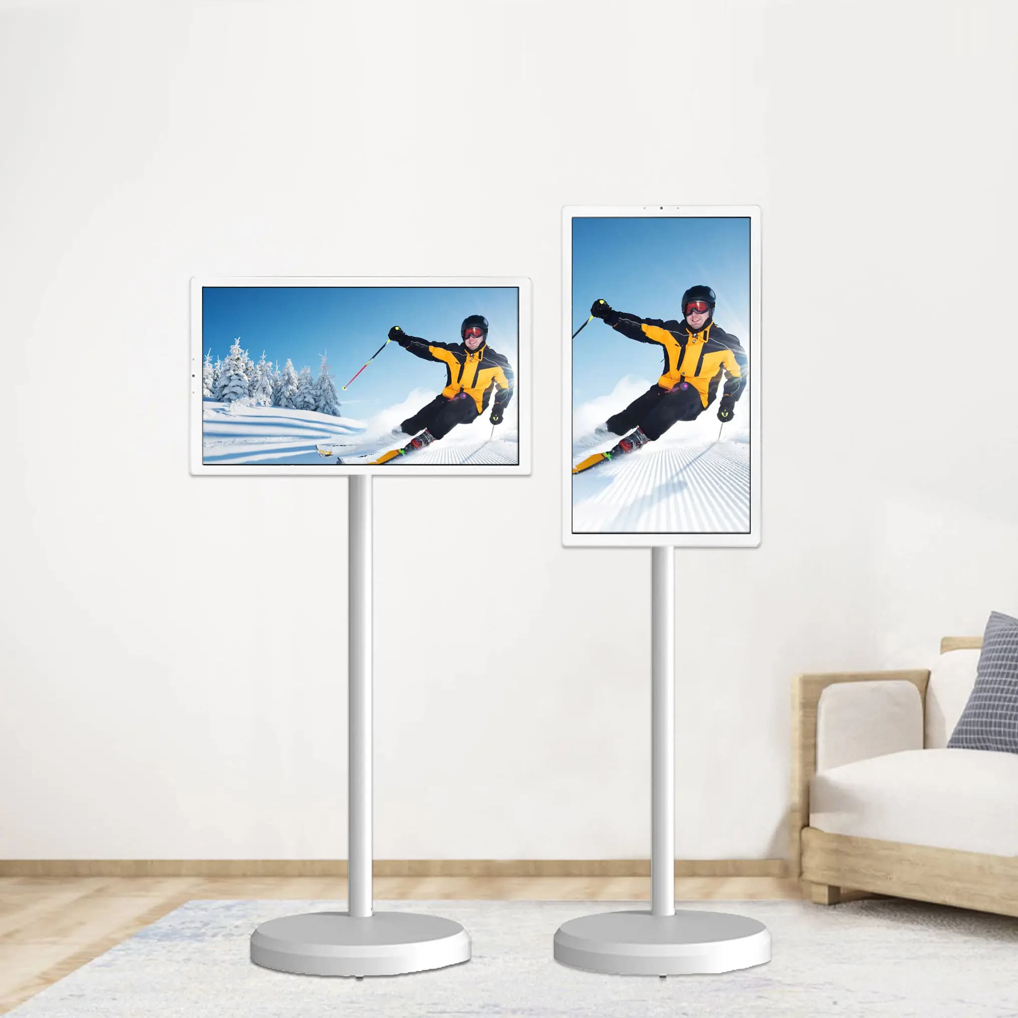 Monitor Touch Screen Flessibile da 27 Pollici, Display Mobile Autoportante, Monitor Interattivo Wireless, Smart TV Portatile su Ruote