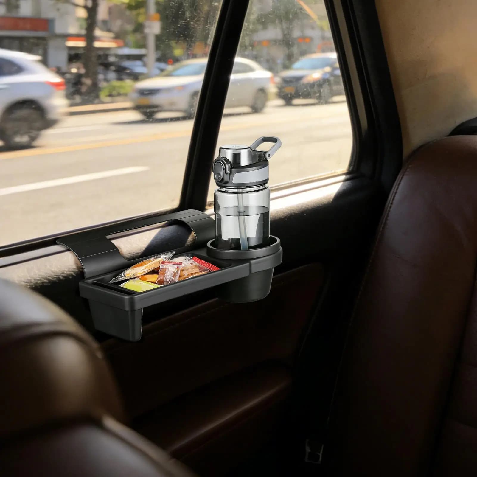 Wallet for Vehicles with Tray, Beverage Door for Car, Truck, Window, Cellular Door, Chargers, Keys