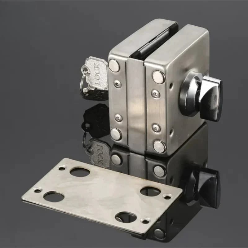 304 Stainless Steel 10-12mm Glass Door Lock Double Sides Open No Drilling Gate Non-Apertured glass door Security