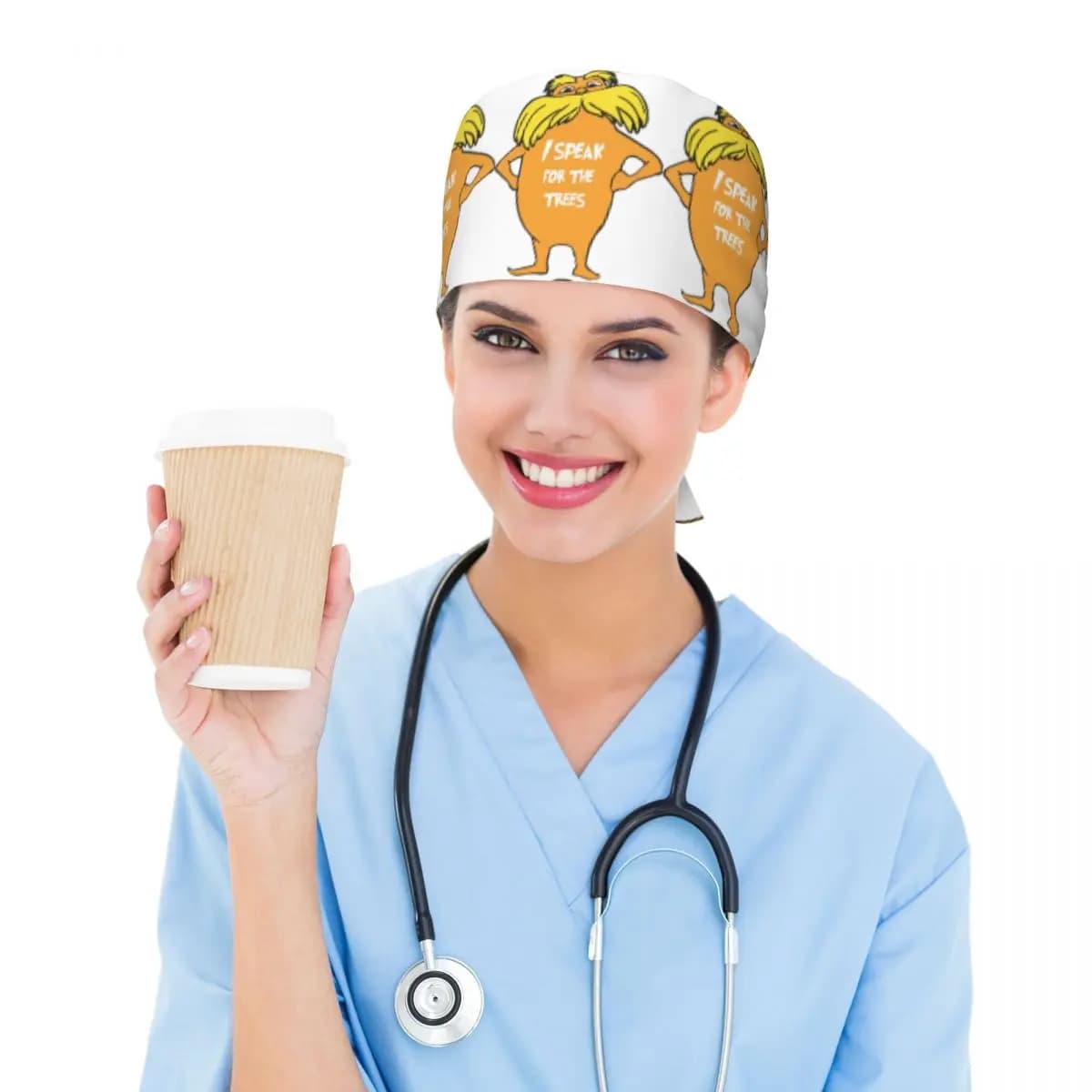 Lorax I Speak For The Trees So Cute Scrub Hat Doctor Working Surgical Cap Unisex Adjustable Nursing Caps for Dentist