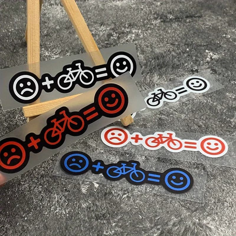 1 adesivi per bici Emoji Equation - "Sad + Bicycle = Happy", ideali per gli appassionati di bici