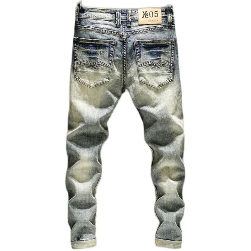 Elastic Old Pants Men's Jeans 2022 New Autumn Winter Slim Feet Ripped Skinny Hip Hop Cowboy Men Designer Jeans for Men