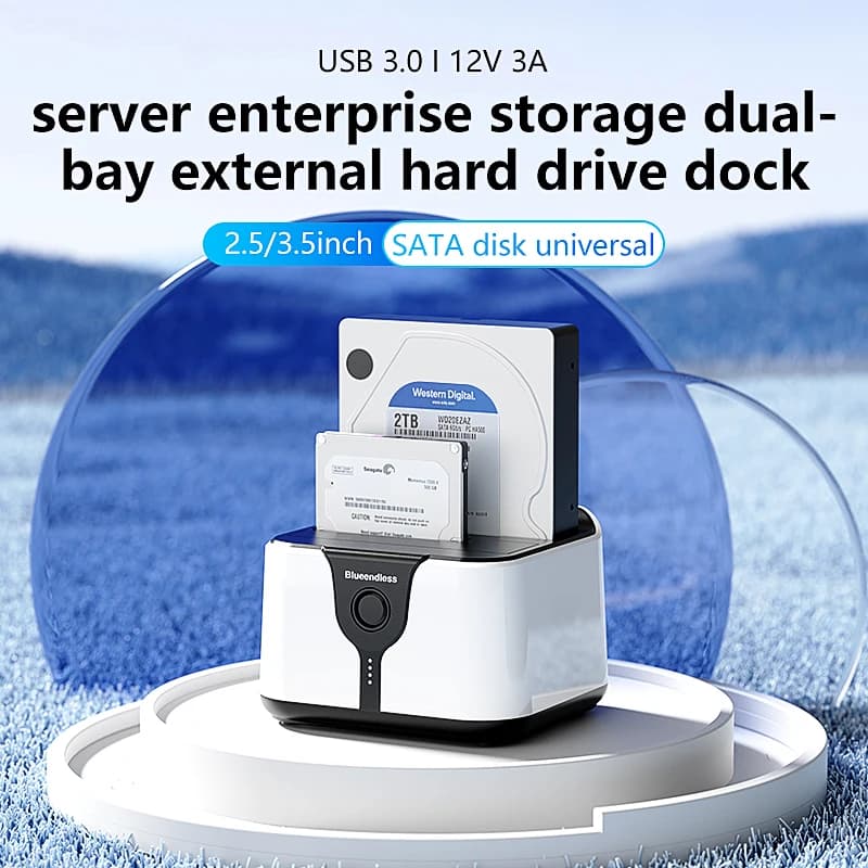 Blueendless 2 Bay HDD Box Case HDD Docking Station SSD case dual bay offline clone SATA a USB 3.0 Adattatore per disco SSD 2.5 3.5
