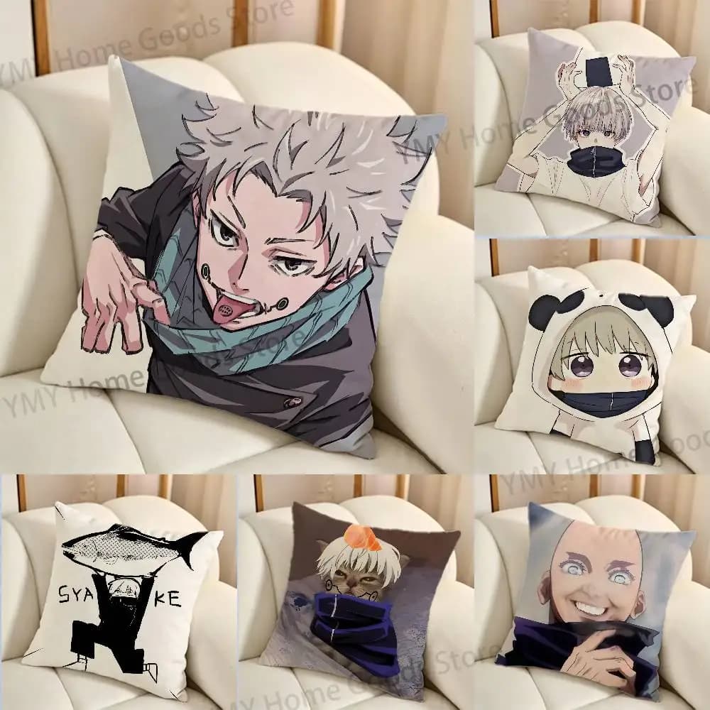 Anime Tsuna Mayo Inumaki T-Toge Print Throw Pillow Cover Square Cushion Case for Living Room Bedroom Decor