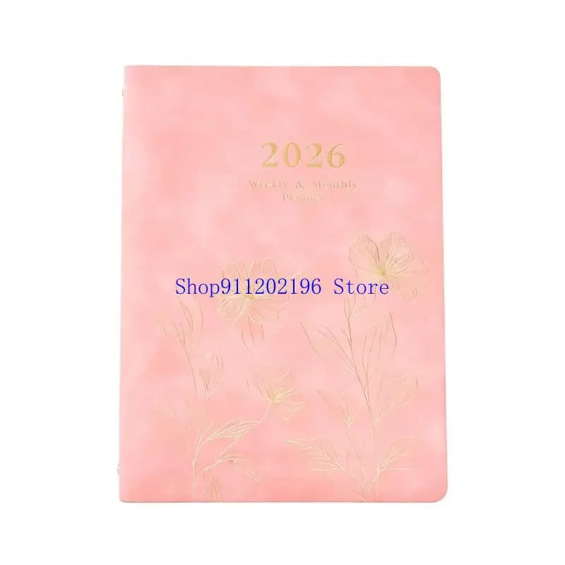 P82A 2026 Daily Planner with Refillable 6 Rings Leather Binder Cover Academic Journal