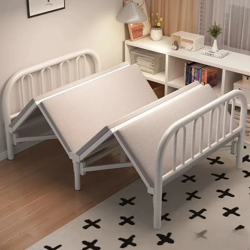 single bed portable home reinforced thickened iron frame dormitory double bed rental house simple small bed hard board