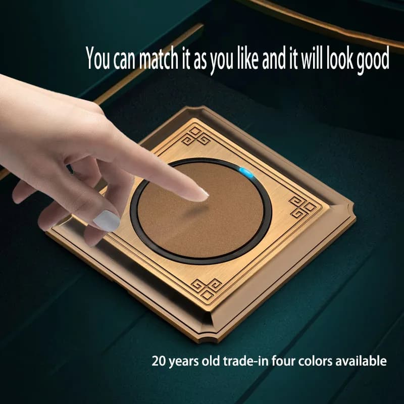 Retro1-4 Gang 2 Way Push Button Switch Aluminum Alloy Bronze Brushed Panel 86 Type Wall Light Switch