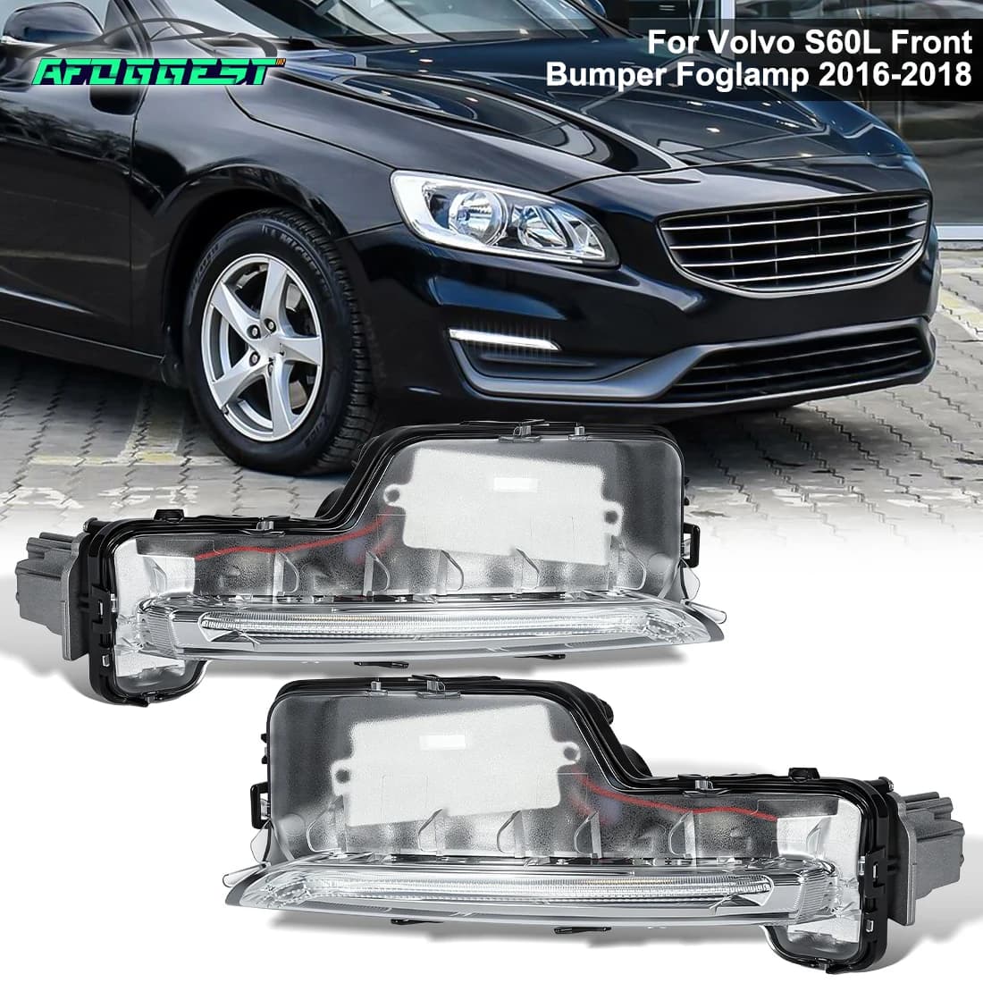 2Pcs Fog Lamps For Volvo S60 2014 2015 2016 2017 2018 Front LED Daytime Running Light Fog Lights Daylights 31434567 31434568 12V