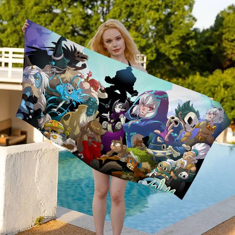 Asciugamano da spiaggia per il nuoto, gioco W-Wakfu, in morbido tessuto assorbente, regalo per bambini, per viaggi, campeggio, palestra