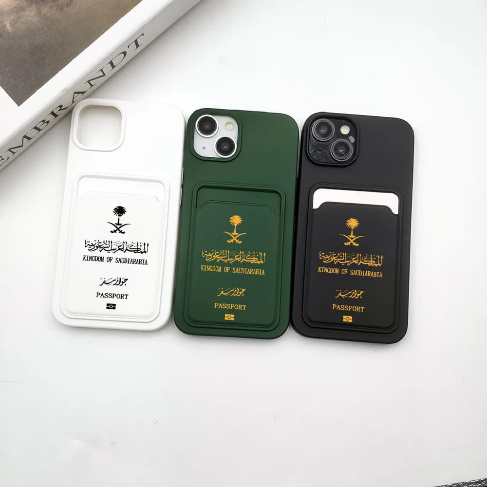 Custodia per telefono con carta a portafoglio per passaporto INS Arabia Saudita per iPhone14Pro Max 11 12 13 15Plus 16Pro Cover posteriore