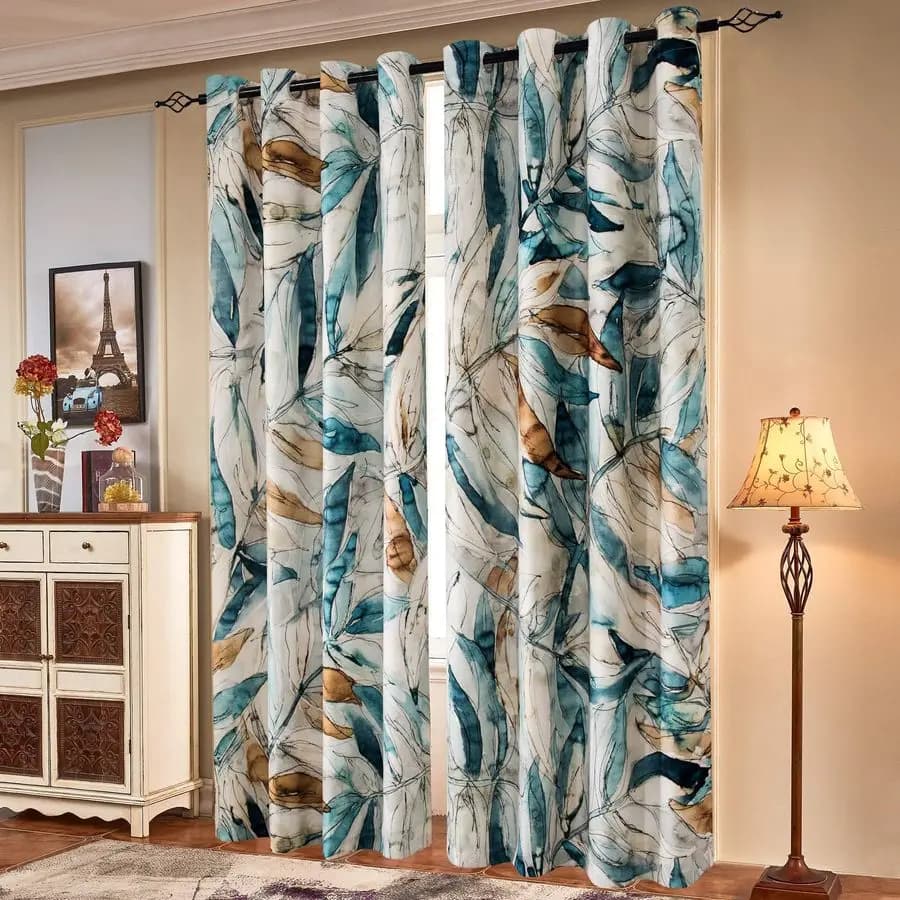 Tende Filtranti Luminose 52Wx72L, Tende Oscuranti Floreali Vibranti, 50% Oscuramento, Tende Semi-Trasparenti Boho Farmhouse per Soggiorno