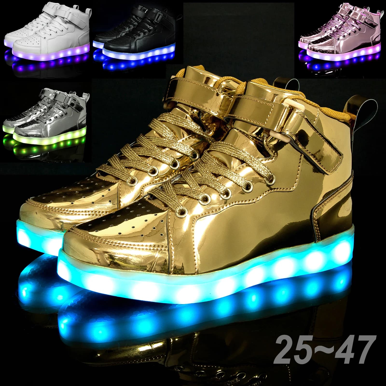 Taglia 25-47 ricarica USB Sneakers incandescenti bambini stivali alti per adulti Led scarpe Casual luminose luminose per ragazzi ragazze uomo donna