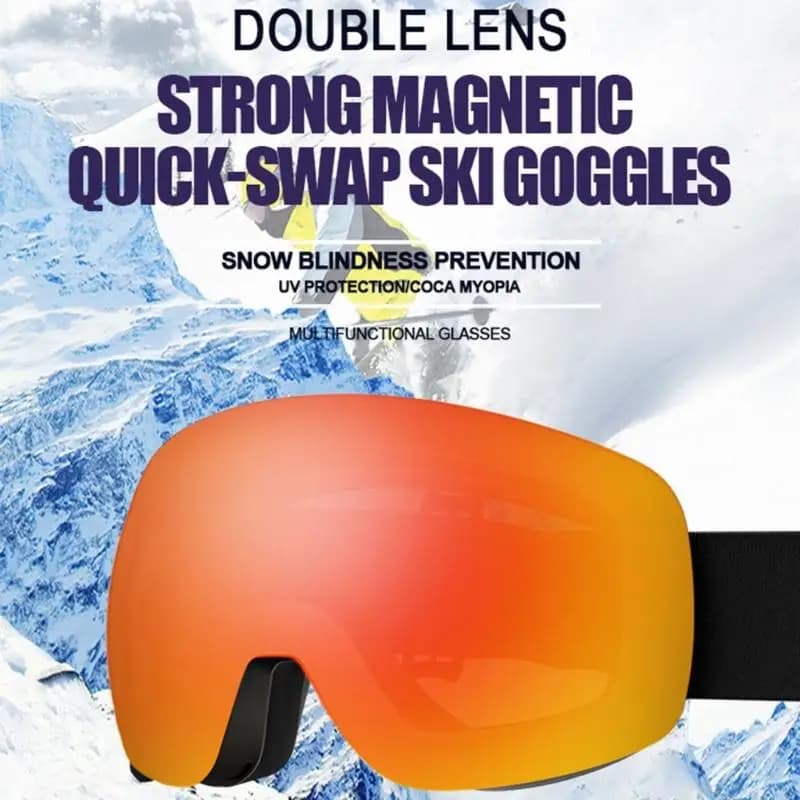 U2JB Double Layer Anti Fog Ski Goggle with Lens Comfortable Ergonomic Skating Goggle Suitable for Outdoor Sports