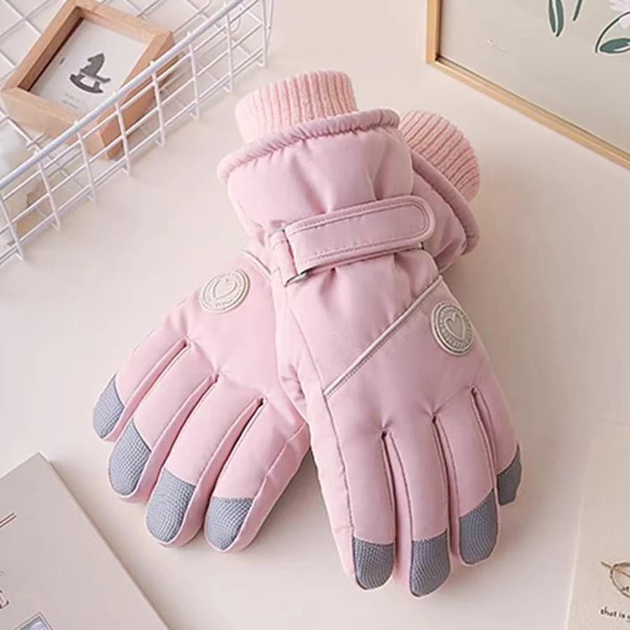 Guanti da sci per donna invernale, ciclismo all'aperto, antivento e resistenti al freddo con isolamento in velluto spesso, guanti touch screen antiscivolo
