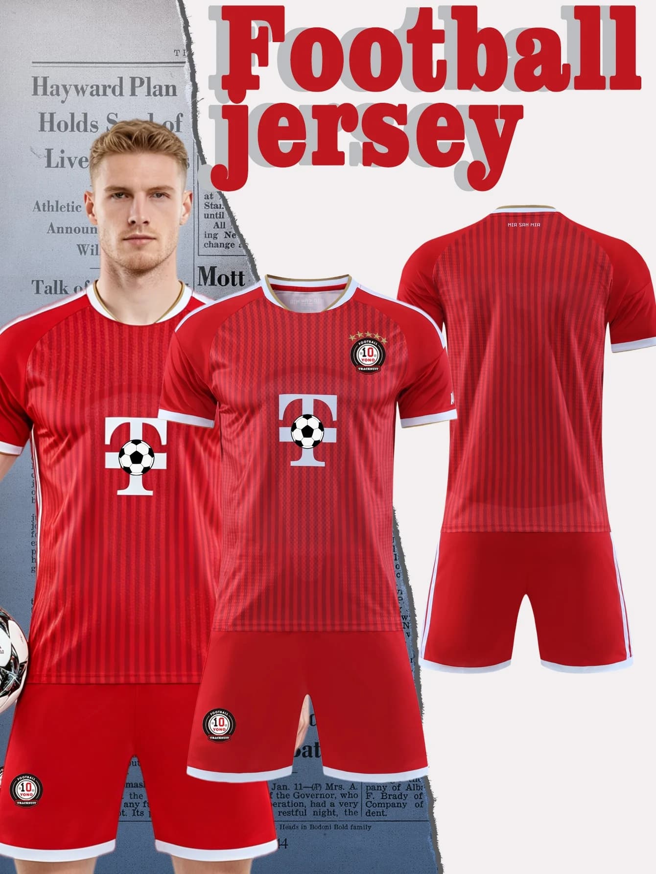 Completo da calcio casual da uomo con maglia a girocollo e pantaloncini traspiranti alla moda, set da calcio comodo e di alta qualità