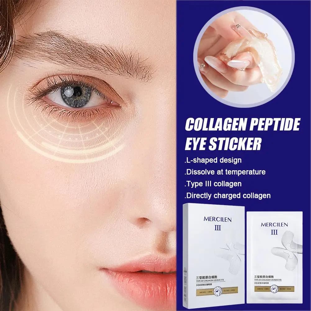 Maschera Occhi Rassodante al Collagene Peptidico Tipo III Mercilen, Levigante per Linee Sottili, Cura Quotidiana degli Occhi, Patch in Gel Idratante a Forma di L X5Q2
