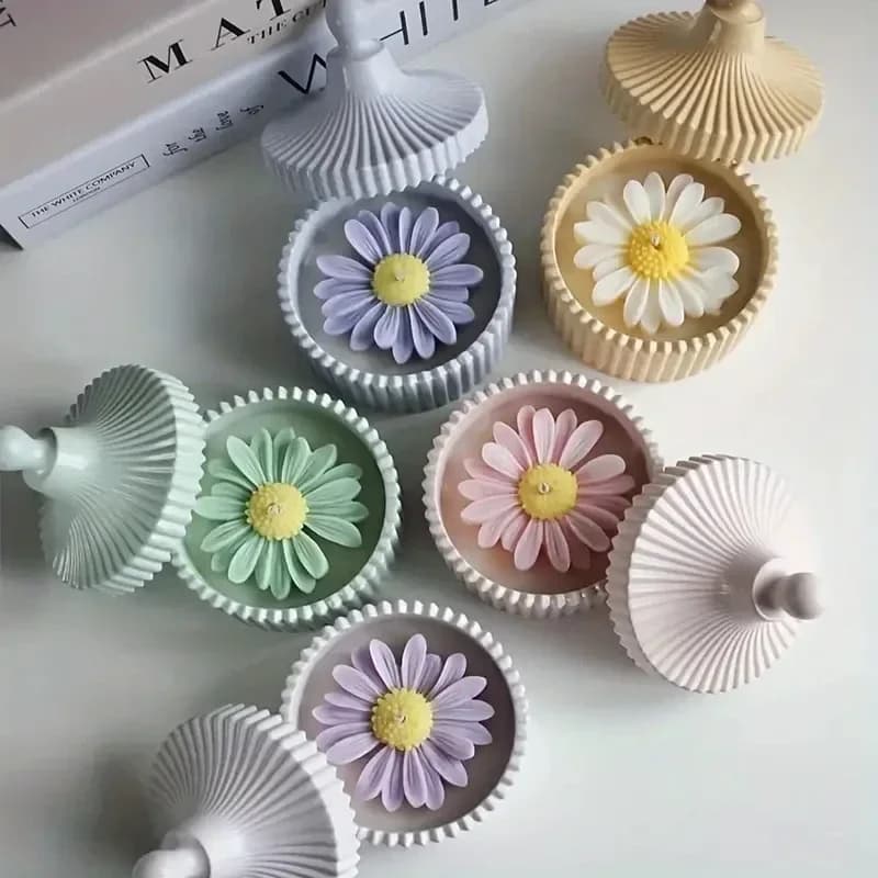 Set 1 Stampo in Silicone per Candele con Coperchio, Modello 2026, a Strisce Rotonde, per Scatole Portagioie, Stampo per Calcestruzzo e Gesso