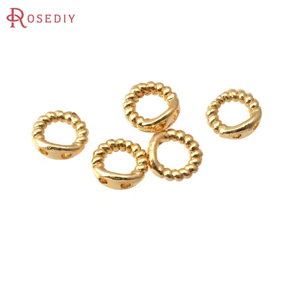 Brass 2 Holes Closed Rings Leather Rope Wire Tassel Caps Necklace Connect End Rings Jewelry Making Diy Accessories Materials