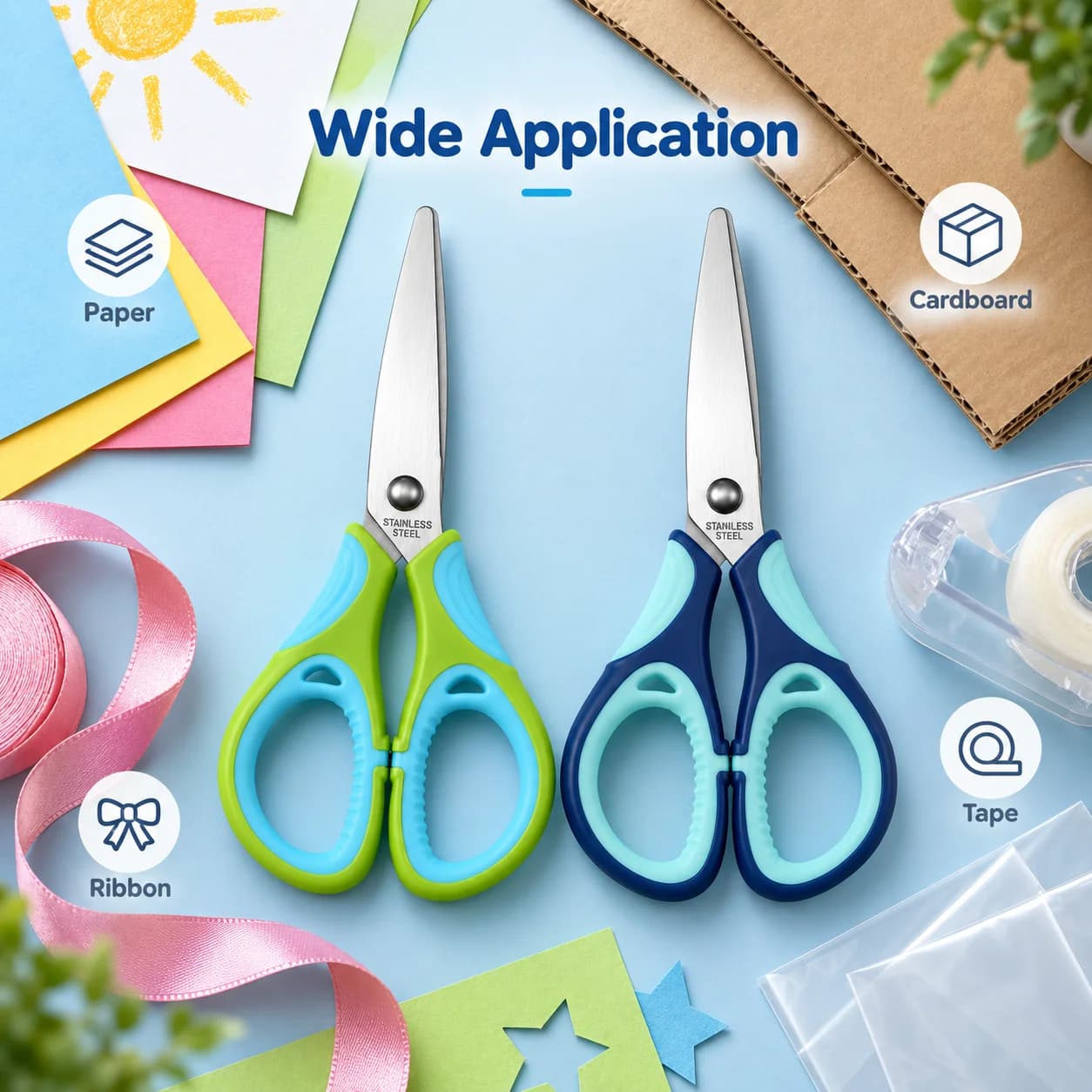 Stainless Steel Macaron Color Craft Scissors, Office Stationery Double Color Small Scissors, Student Art Craft Tool