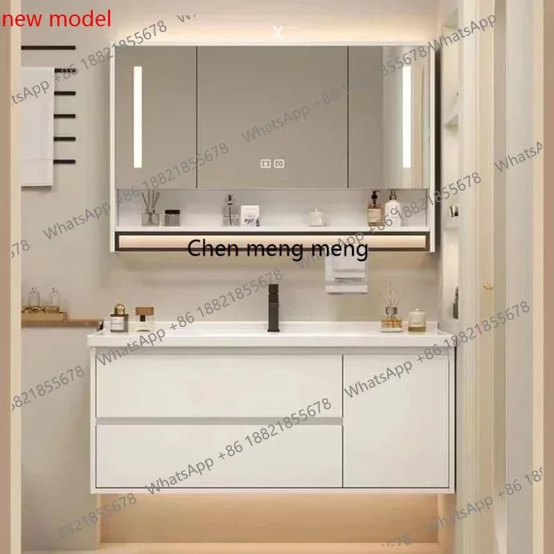 N138 Narrow Luxury Mirror Bathroom Cabinets Drawer Corner Vanity Bathroom Cabinets Storage Closet Armadietto Room Furniture