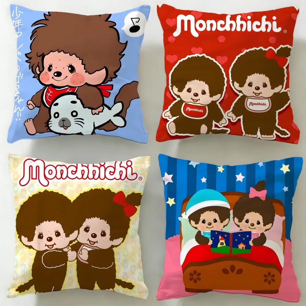Fodera per cuscino Monchhichi, marchio classico di giocattoli, morbida e facile da lavare – versatile per divano, letto, viaggi e ufficio